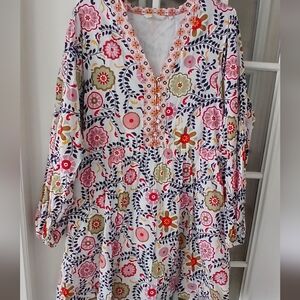 Boden Dress Womens Size 14 R Floral Cotton Pockets Flowy Plus Size Beach